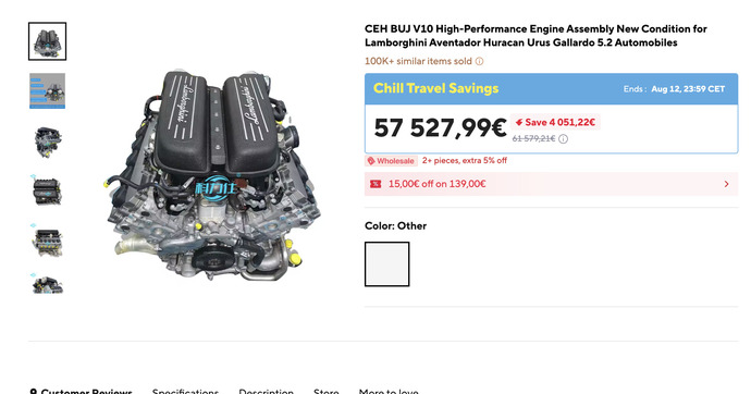 Un V10 de Lamborghini à vendre sur Aliexpress